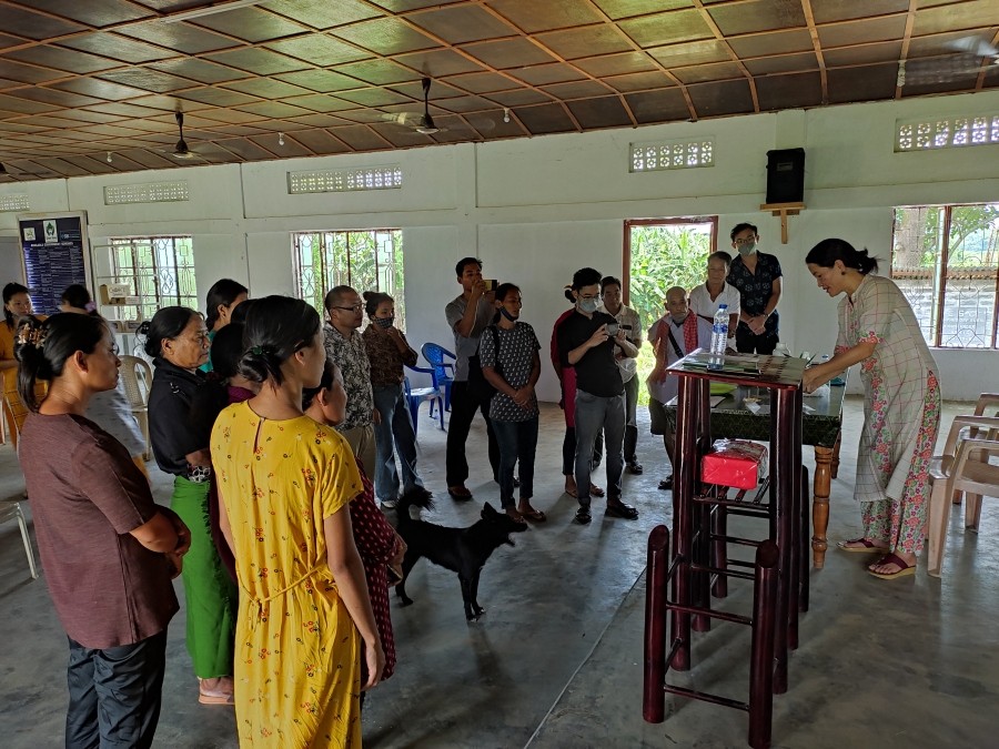 Participants attending the awareness programme on organic farming with practical demonstration at Bade village on August 26.